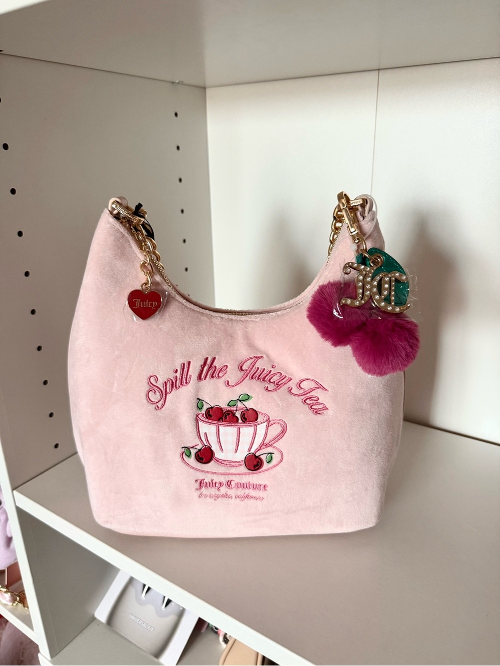 Juicy Couture “Sweet Tea Party” Pink 'Spill the Juicy Tea' Shoulder Bag